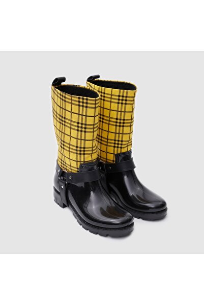 TOGO Siyah-Sarı Kanvas Kadın Yağmur Botu [051572]