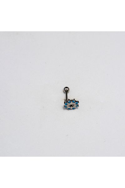 Piercing by Sever Blue Sun Flower Steel Piercing with Turquoise Stone… Silver/Silver Color (Tragus Helix Conch Flat)