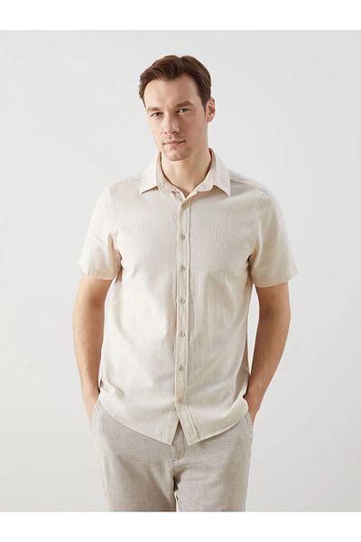LC Waikiki Regular Fit Short Sleeve Linen Blended Men's Shirt