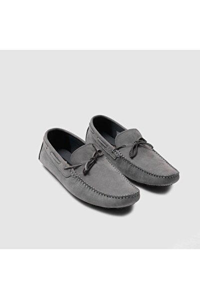 TOGO Gri Nubuk Hakiki Deri Erkek Loafer Ayakkabı [052218]