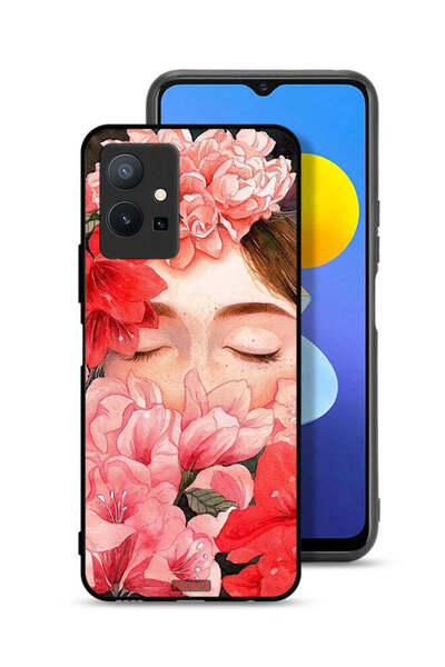 Tolwak غطاء حماية لهاتف Vivo Y75 5G برسومات زهور ووجه فتاة مخفي