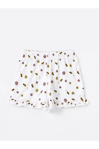 LC Waikiki Elastic Waist Printed Baby Girl Shorts