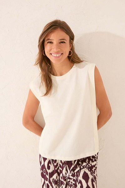 Women'secret 100% ivory cotton straps T-shirt