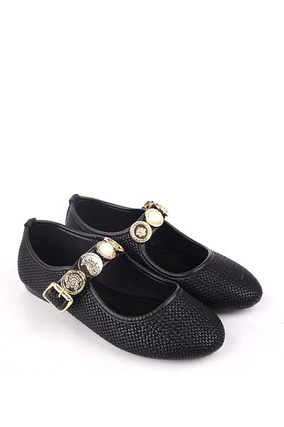 Papuçsepeti Shoe Basket 4709 Comfortable Sole Brooch Detailed Women's Ballerina Shoes