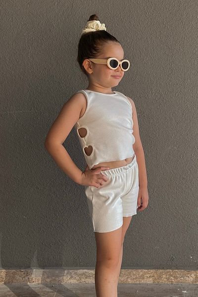 Dage Kids Side Detailed Ribbed Camisole Children's Bottom Top Set
