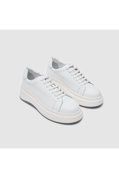 TOGO Beyaz Hakiki Deri Kadın Sneaker Ayakkabı [060144]