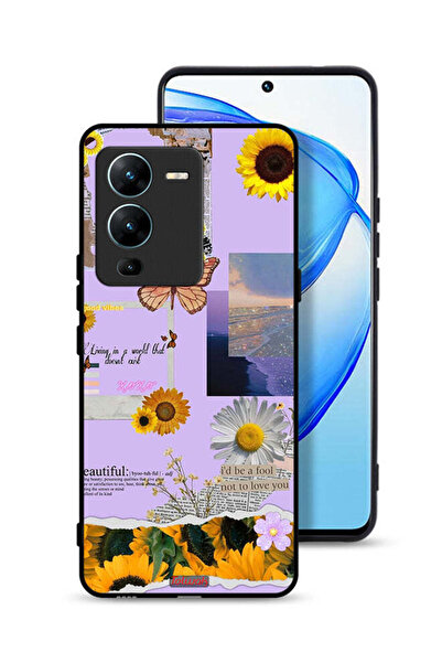 Tolwak Vivo V25 Pro 5G Protective Case Cover Beautiful Sunflower Stickers