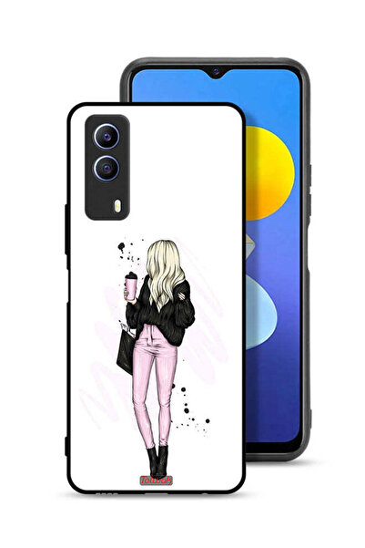 Tolwak غطاء حماية Vivo T1x بتصميم فتاة تحمل كوب قهوة