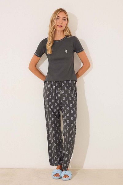 Women'secret Blue paisley cotton long pyjamas