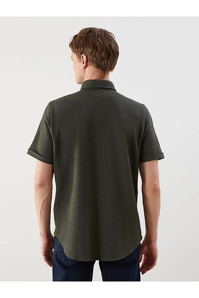 LC Waikiki Regular Fit Short Sleeve Poplin Men's Textured Shirt