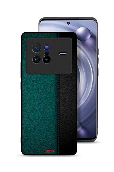 Tolwak غطاء حماية جلدي بنمط هندسي لهاتف Vivo X80