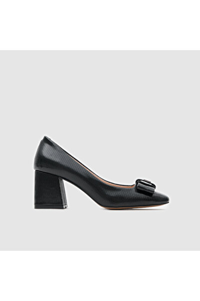 TOGO Siyah Rugan Hakiki Deri Kadın Topuklu Ayakkabı [060069]
