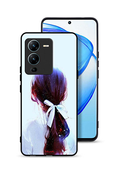 Tolwak غطاء حماية لهاتف Vivo V25 Pro 5G بتصميم ربطة شعر مع رباط شعر وفن فتاة