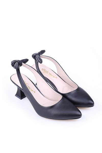 Papuçsepeti Shoe Basket 810 Women's 6 cm Heeled Open Back Bow Shoes