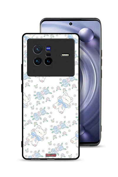 Tolwak غطاء حماية لهاتف Vivo X80 بطبعة دب تيدي لطيف وأزهار