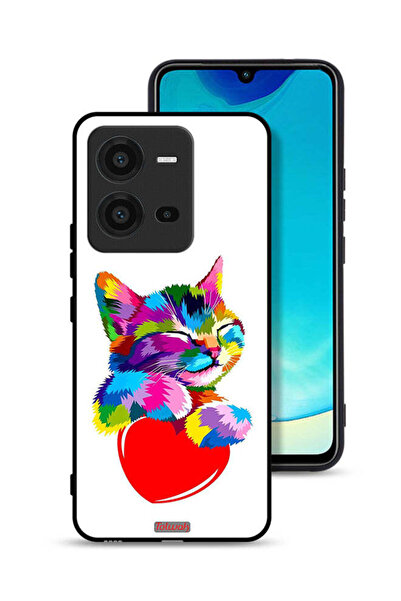 Tolwak غطاء حماية لهاتف Vivo V25 5G بتصميم قطة ملونة