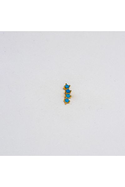 Piercing by Sever Turquoise Blue Stone Model Steel Piercing… Gold/Gold Color (Tragus Helix Conch Flat)