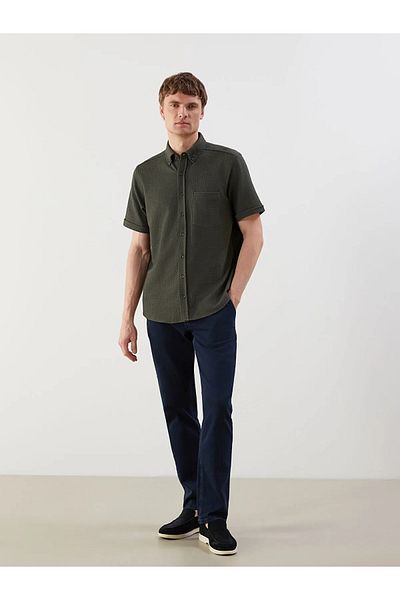 LC Waikiki Regular Fit Short Sleeve Poplin Men's Textured Shirt