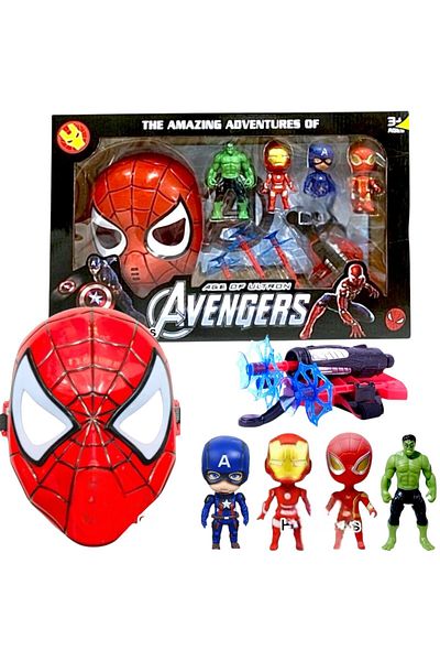 Toybox Avengers Spiderman Toy Set, Spider Web Shooting Wrist with 4 Hero Models, Large Box