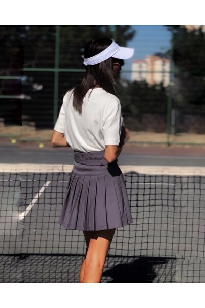 NK High Waist Shorts Skirt Court Pleats Tennis Club Collection Gray