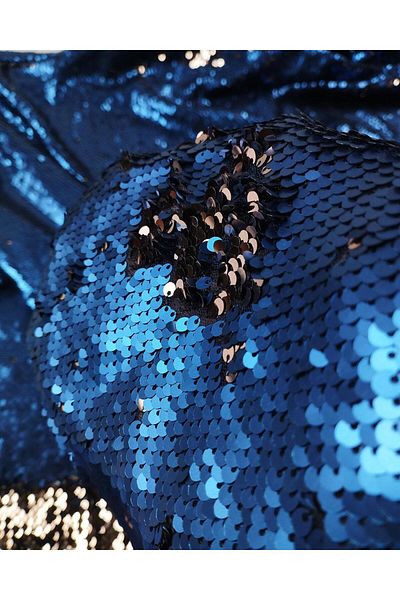 Kumaş Parça Double-Sided Sequin Sequin in Blue Lame Colors (Width 130 cm X Length 280 cm)