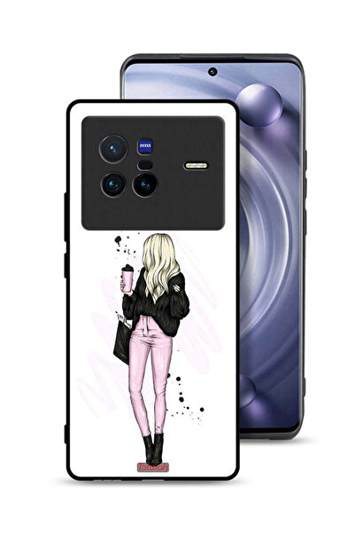 Tolwak غطاء حماية لهاتف Vivo X80، رسم فتاة تحمل كوب قهوة