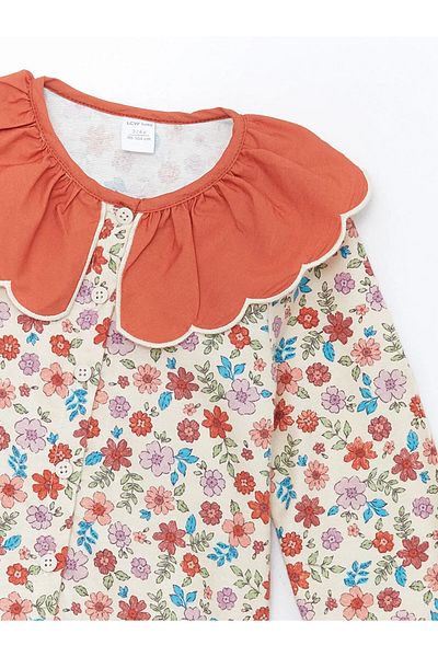 LC Waikiki Baby Collar Long Sleeve Floral Baby Girl Dress