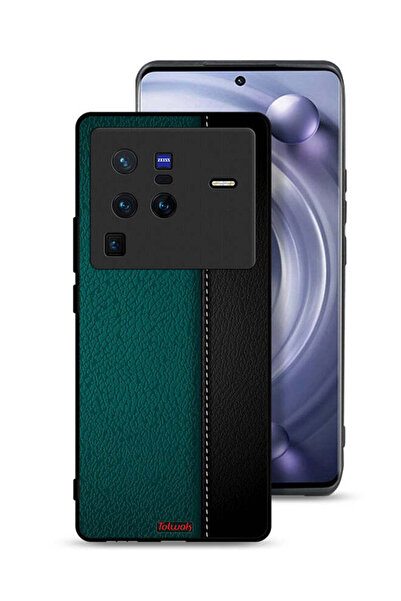Tolwak غطاء حماية جلدي بنمط هندسي لهاتف Vivo X80 Pro