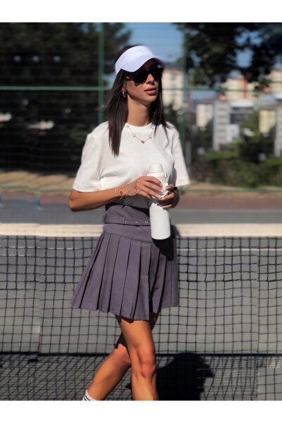 NK High Waist Shorts Skirt Court Pleats Tennis Club Collection Gray