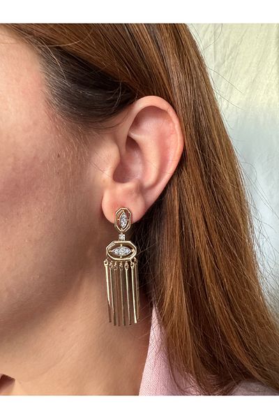 Petra Jeweils Drop Detailed Hanging Gold Earrings