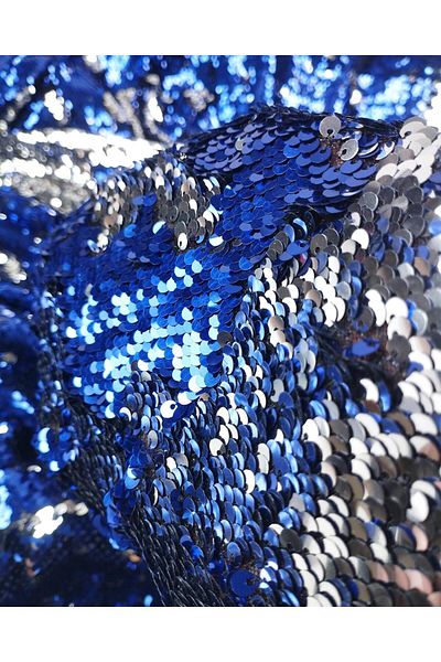 Kumaş Parça Lame Navy Blue Colored Double Sided Sequin Sequin (Width 130 cm X Length 290 cm)