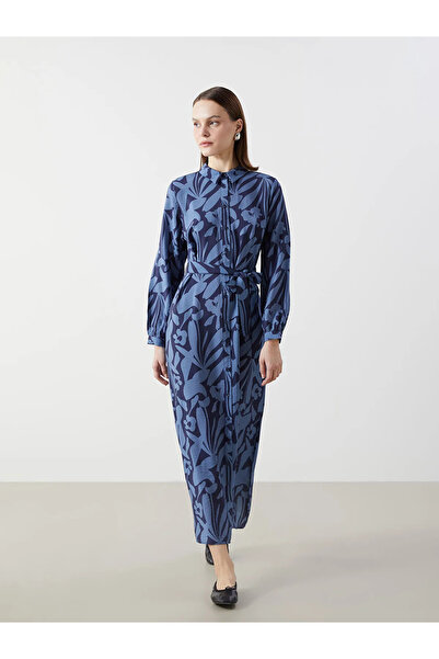 LC Waikiki Blue Floral Women's Shirt Dress