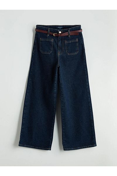 LC Waikiki Pantaloni de damă Wideleg Jean cu centură în talie
