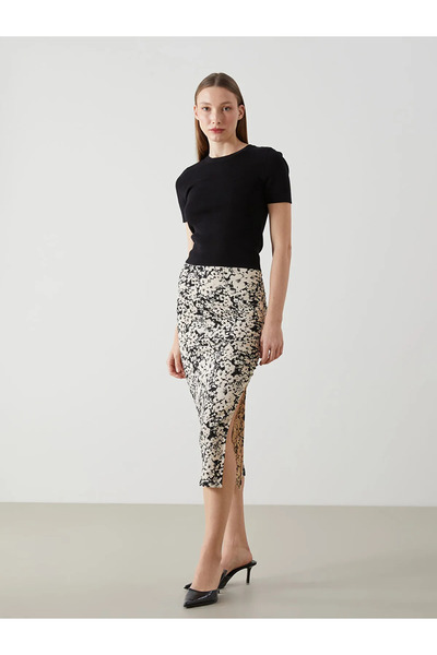 LC Waikiki Mixed Elastic Waist Floral Women's Pencil Skirt