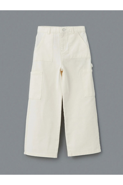 LC Waikiki Ecru Wideleg Girls' Jean Pants