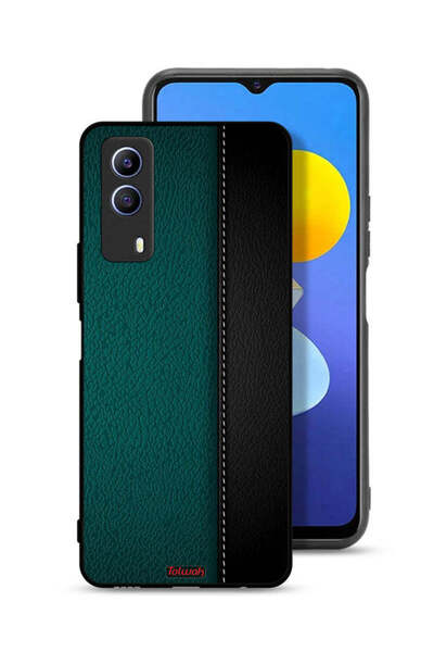 Tolwak غطاء حماية جلدي بنمط هندسي لهاتف Vivo T1x