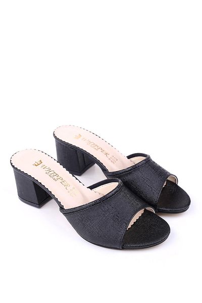 Papuçsepeti Shoe Basket 4854 Women's Stone Square Heel Comfortable Sole Dowry Slippers