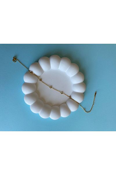 marsel aksesuar Round Mini Stone Gold Steel Anklet