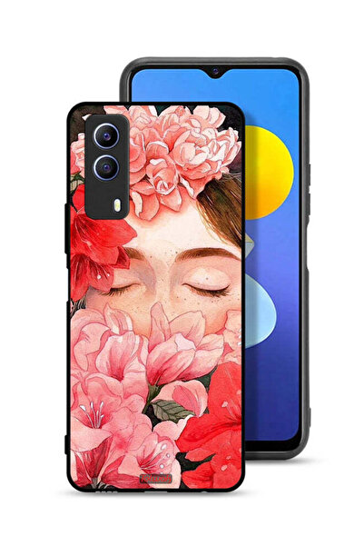 Tolwak غطاء حماية لهاتف Vivo T1x برسومات زهور ووجه فتاة مخفي