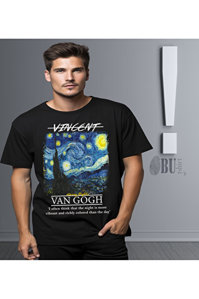 BUTSHIRT BU Tişört 'Vincent Van Gogh - Starry Night - Yıldızlı Gece' Regular-Fit' Unisex Tişört