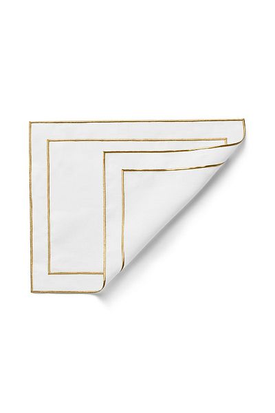 Priene Plain Embroidered Silk Linen American Service (4 Pieces 35X50Cm)