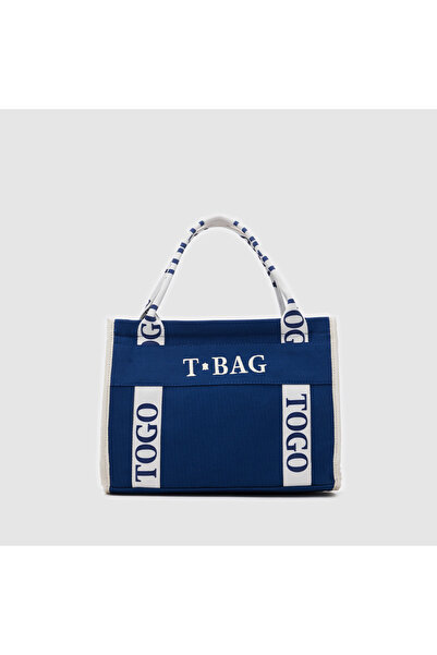 TOGO Lacivert - Krem T-BAG Kadın Tote Çanta [930104]