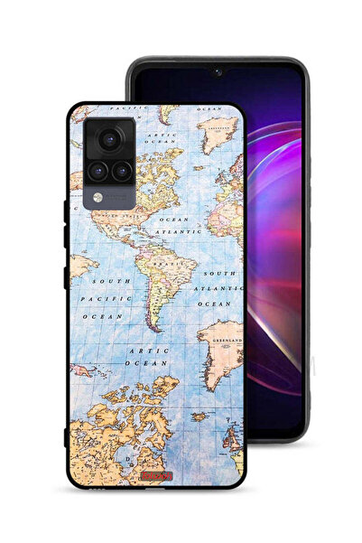 Tolwak غطاء حماية لهاتف Vivo V21 - خريطة العالم