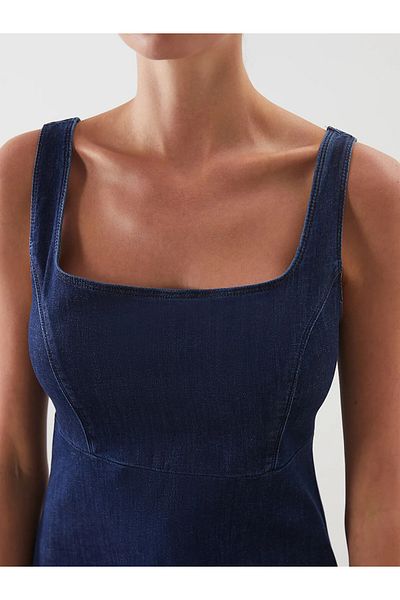 LC Waikiki Mini rochie din jean cu guler pătrat