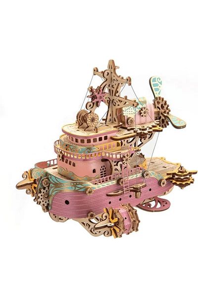Robotime 3D Puzzle, Ship of Dreams, pink, HC, wood, 102 pieces