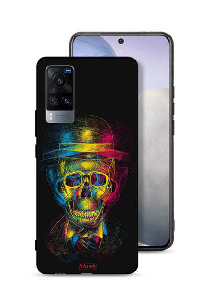 Tolwak غطاء حماية Vivo X60 بتصميم جمجمة وقبعة ملونة وفن خيالي