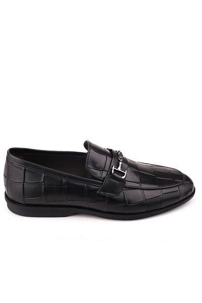 Papuçsepeti Shoe Basket 4866 Men's Genuine Leather Daily Printed Leather Ballerina Shoes