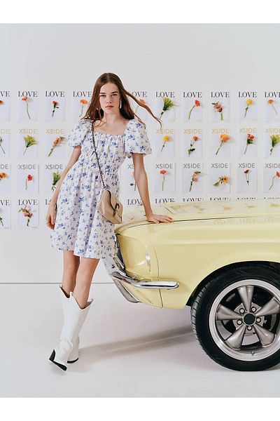 LC Waikiki Rochie de dama florala cu guler patrat