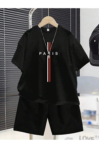 SS SİNSER Çocuk “ PARİS “ Özel Baskılı Bisiklet Yaka Tişört - Şort Takım