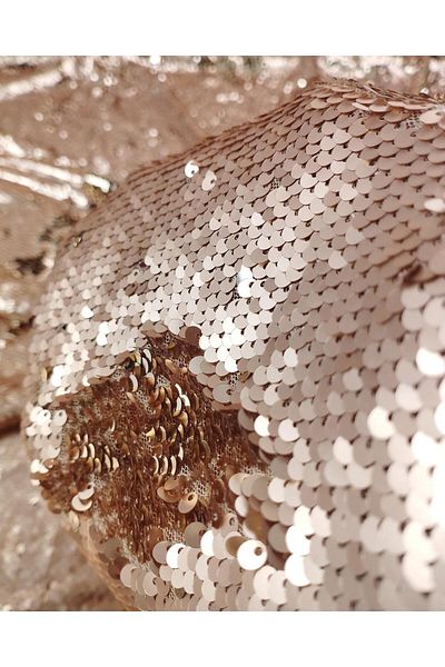 Kumaş Parça Salmon Color One Side Matte One Side Glossy Double Side Sequin Sequin (Width 130 cm X Length 250 cm)